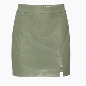 Aritzia Wilfred Patio Vegan Leather Mini Skirt in Bitter Sage